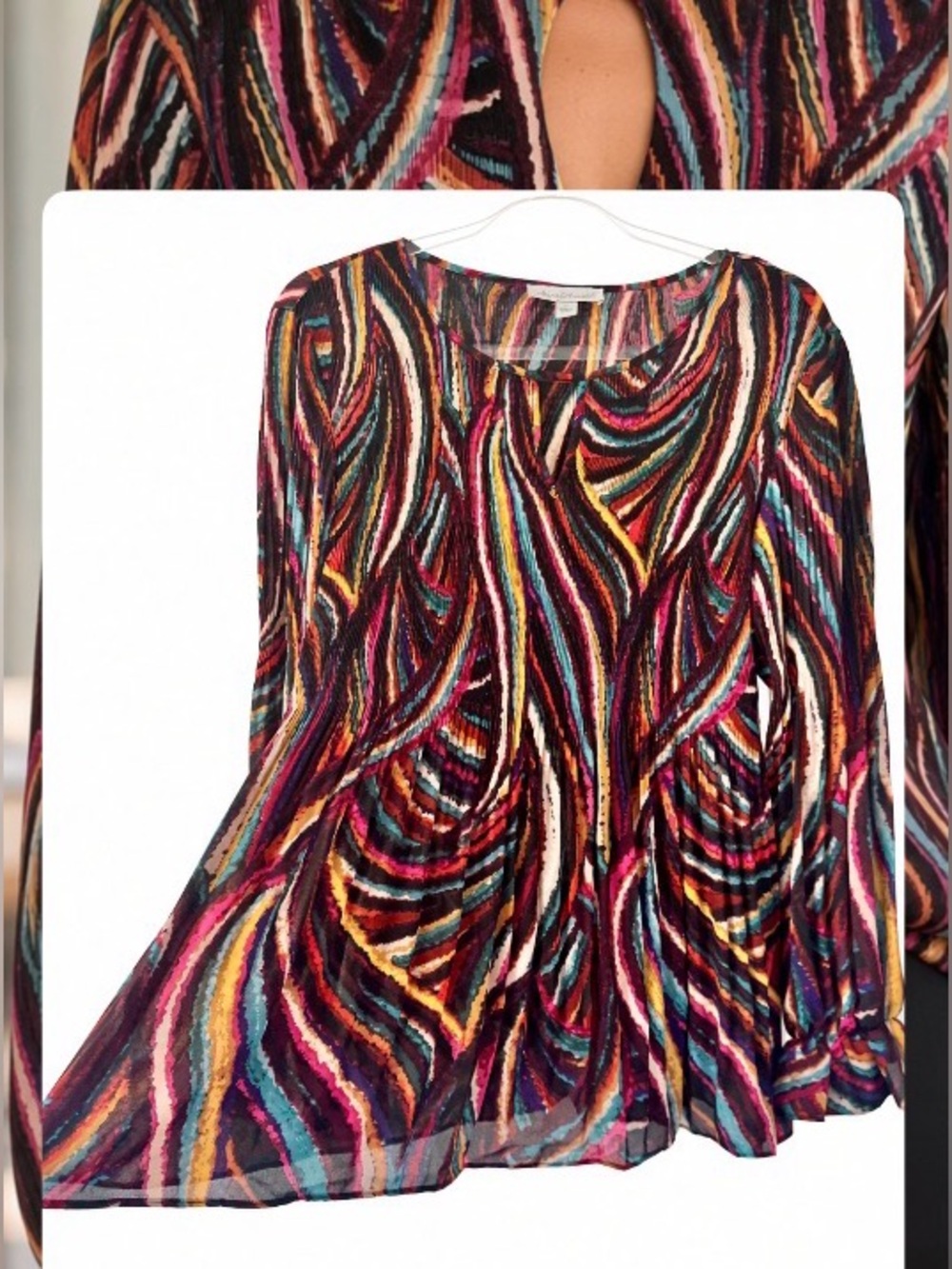 Keren Hart L Multicolor Abstract Wave Print Blouse – Long Sleeve
